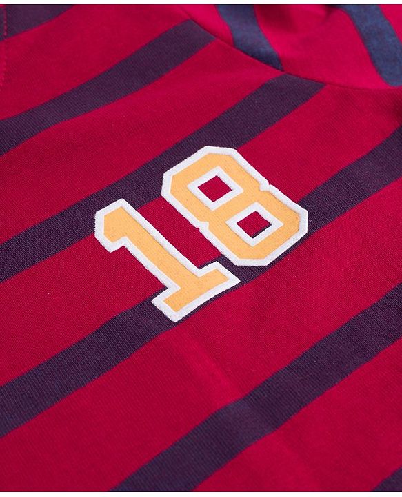 Babyhug Cotton Knit Full Sleeves Striped & Number Printed T-Shirts Pack of 3 - Red Yellow & Blue