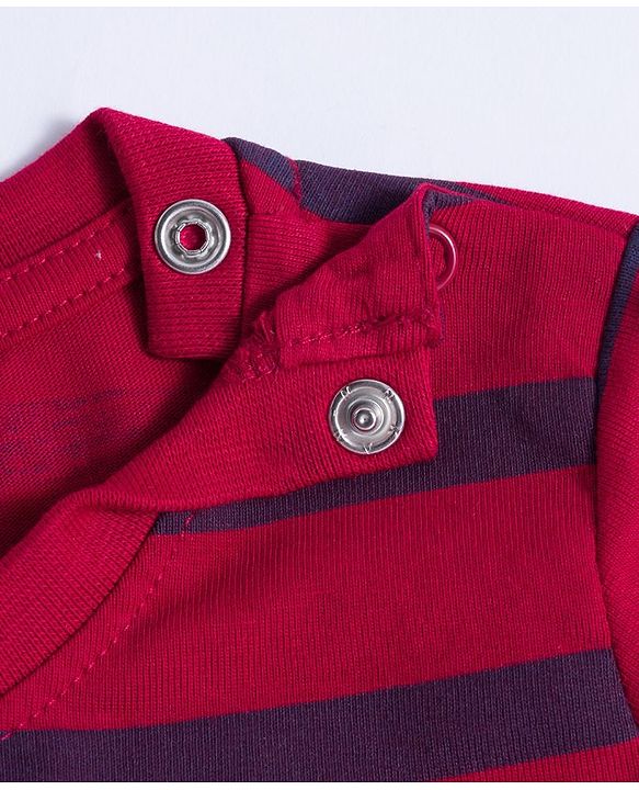 Babyhug Cotton Knit Full Sleeves Striped & Number Printed T-Shirts Pack of 3 - Red Yellow & Blue