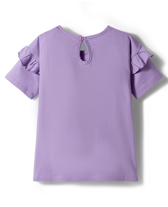 Pine Kids 100% Cotton Knit Half Sleeves Floral Printed T-Shirt - Purple
