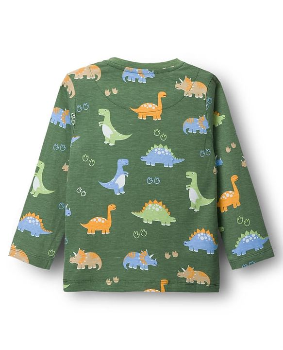 Babyhug Cotton Knit Full Sleeves T-Shirts With Dino Print Pack of 3 - Navy Blue Green & Yellow