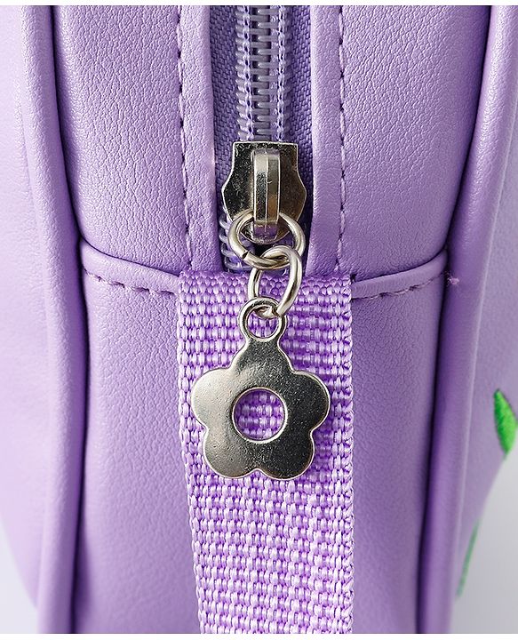 Babyhug Sling Bag With Floral Embroidery & Bunny Patch - Purple