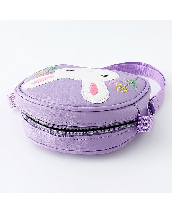 Babyhug Sling Bag With Floral Embroidery & Bunny Patch - Purple