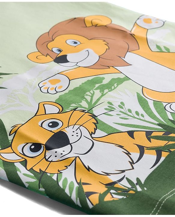 Babyhug Cotton Knit Full Sleeves T-Shirt with Animal Print - Green