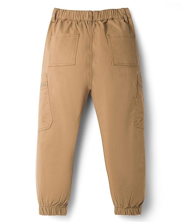 Pine Kids Cotton Elastane Woven Full Length Trouser Pant with Pocket - Brown