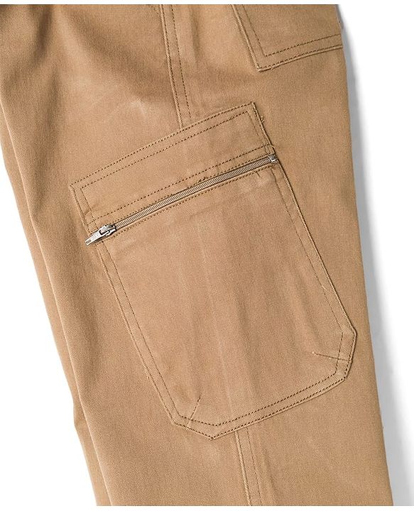Pine Kids Cotton Elastane Woven Full Length Trouser Pant with Pocket - Brown