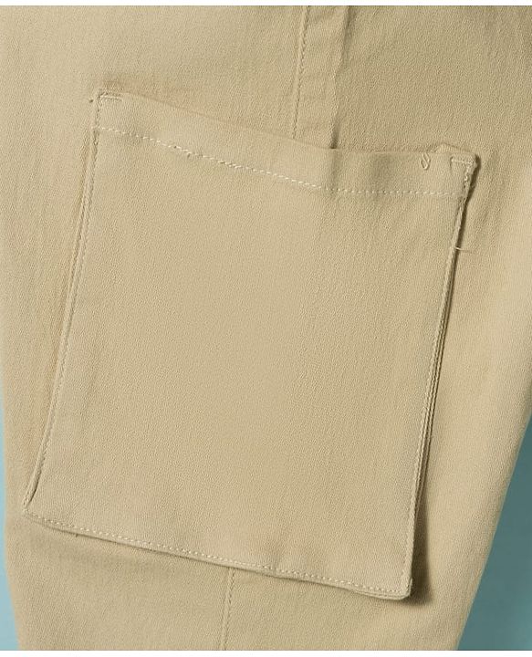 Pine Kids Cotton Woven Full Sleeves Solid Trouser With Cargo Pockets - Khaki