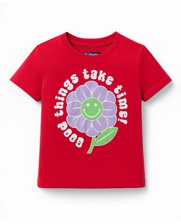 Pine Kids Cotton Knit Half Sleeves T-Shirts with Text Print Pack of 5 - Multicolor