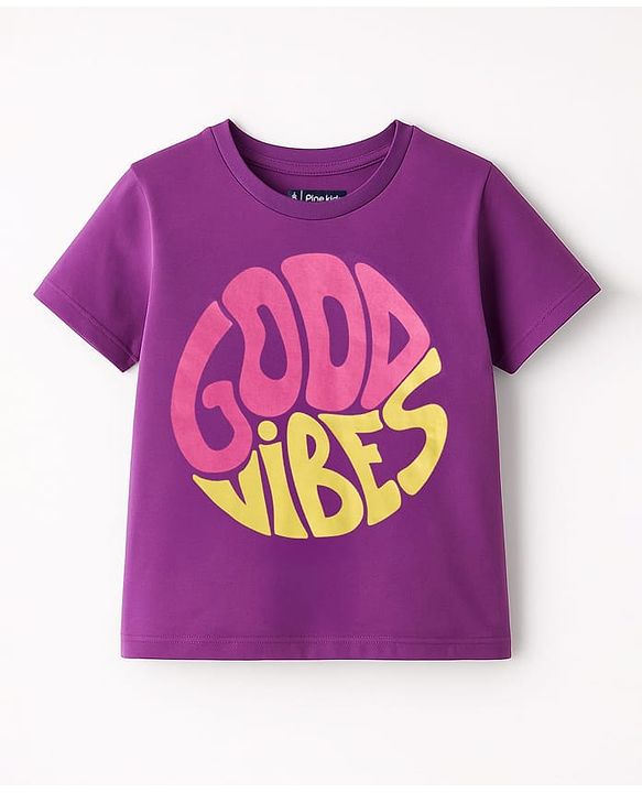 Pine Kids Cotton Knit Half Sleeves T-Shirts with Text Print Pack of 5 - Multicolor