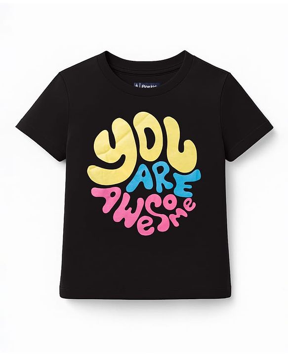 Pine Kids Cotton Knit Half Sleeves T-Shirts with Text Print Pack of 5 - Multicolor