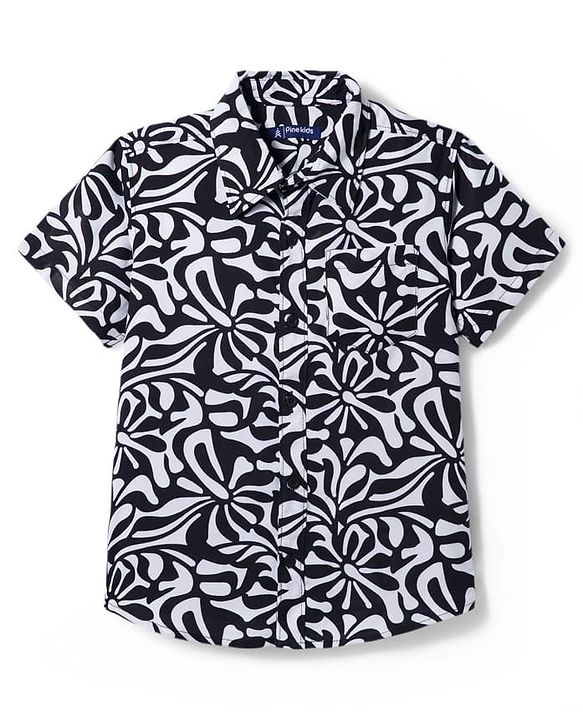 Pine Kids Woven Half Sleeves Printed Shirt With Inner Tee - Multicolor