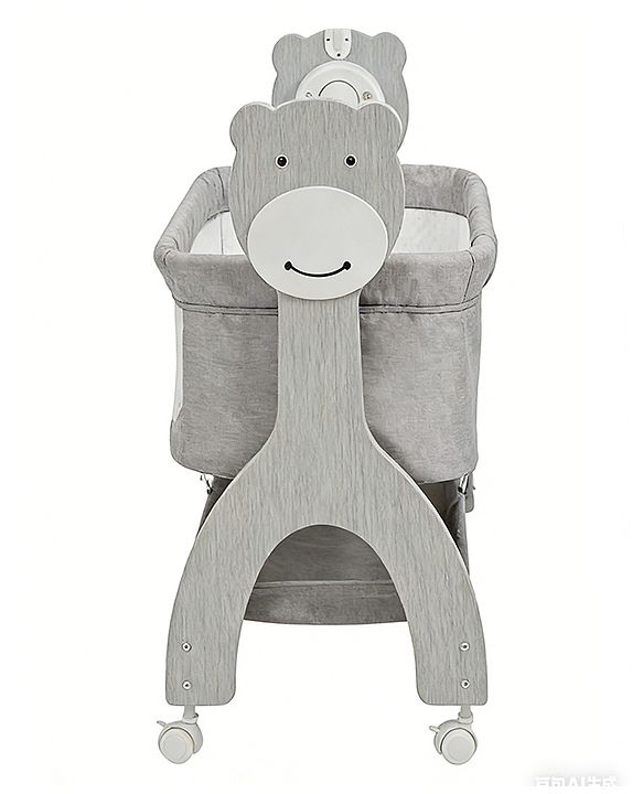 Babyhug Wooden Cradle with Mosquito Net - Grey| Swing Lock & Wheels| Safe & Durable Baby Cot with Storage| Smooth Rocking| Spacious Sleeping Area| Bassinet| Suitable for Newborn