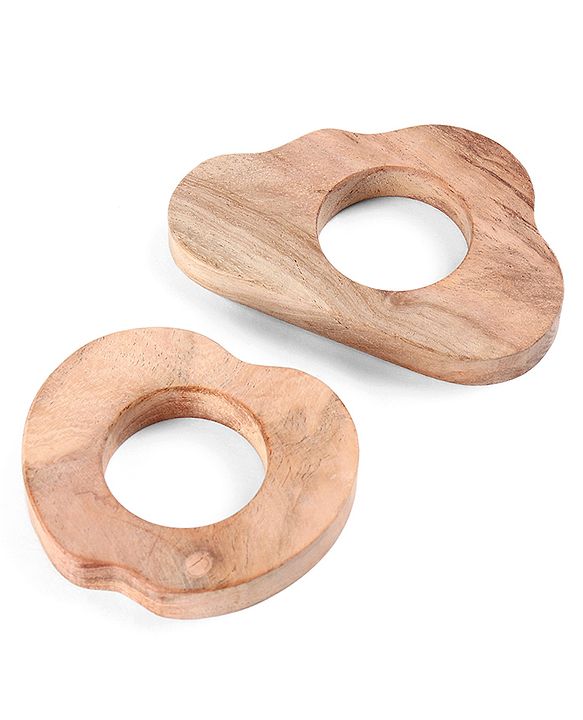 Babyhug Natural Steam Beech Wood Teether Pack of 2 (design may vary)