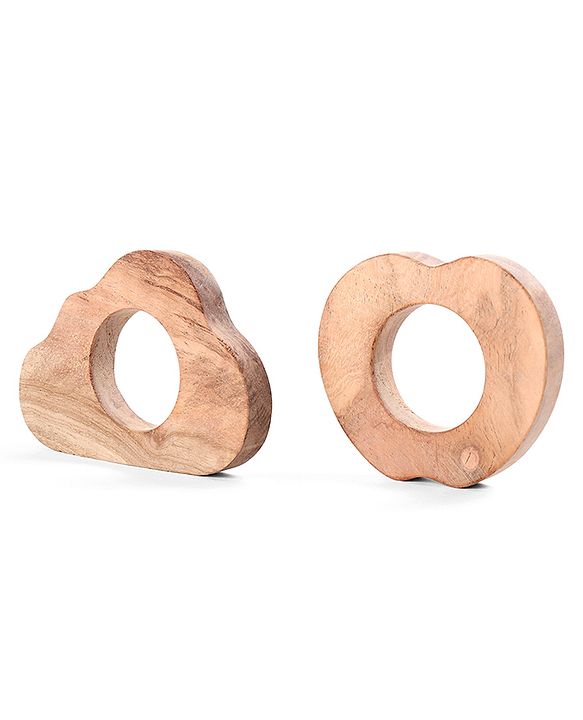 Babyhug Natural Steam Beech Wood Teether Pack of 2 (design may vary)