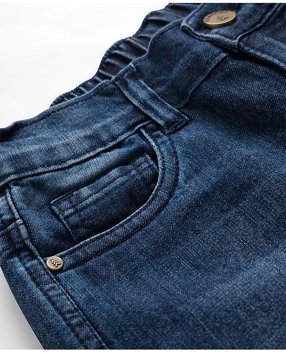 Pine Kids Denim Woven Knee Length Washed Shorts -Navy  Blue