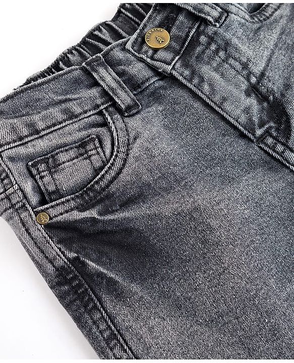 Pine Kids Denim Woven Knee Length Washed Shorts -Navy  Blue