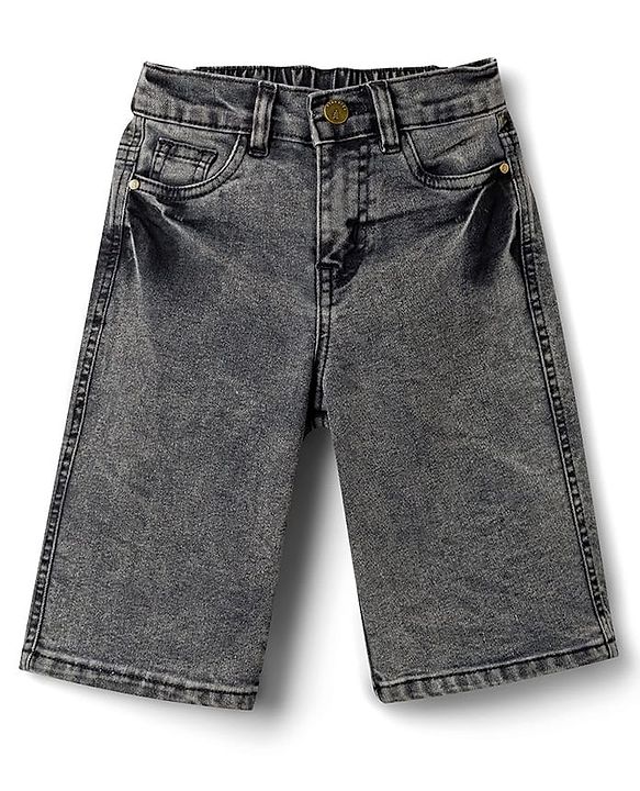 Pine Kids Denim Woven Knee Length Washed Shorts -Navy  Blue