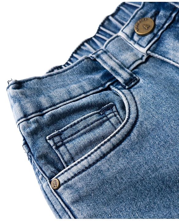 Pine Kids Denim Woven Knee Length Washed Shorts - Blue