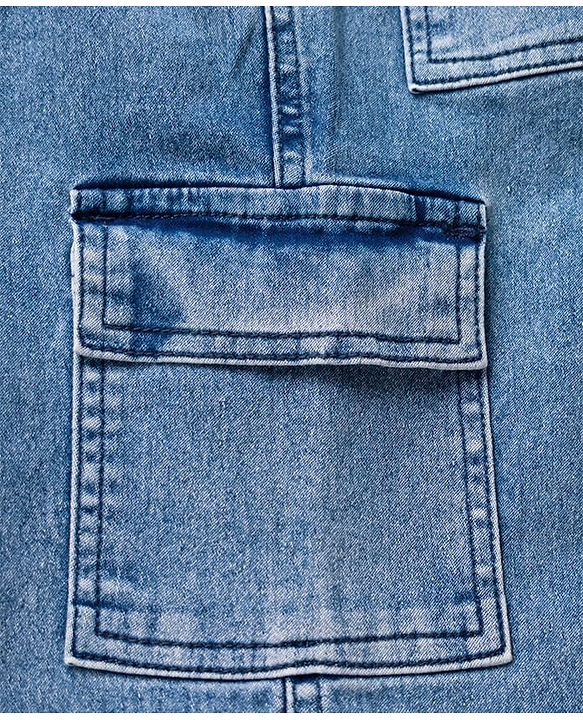 Pine Kids Denim Woven Knee Length Washed Shorts - Blue