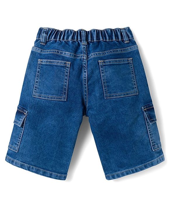 Pine Kids Denim Woven Knee Length Washed Shorts - Blue