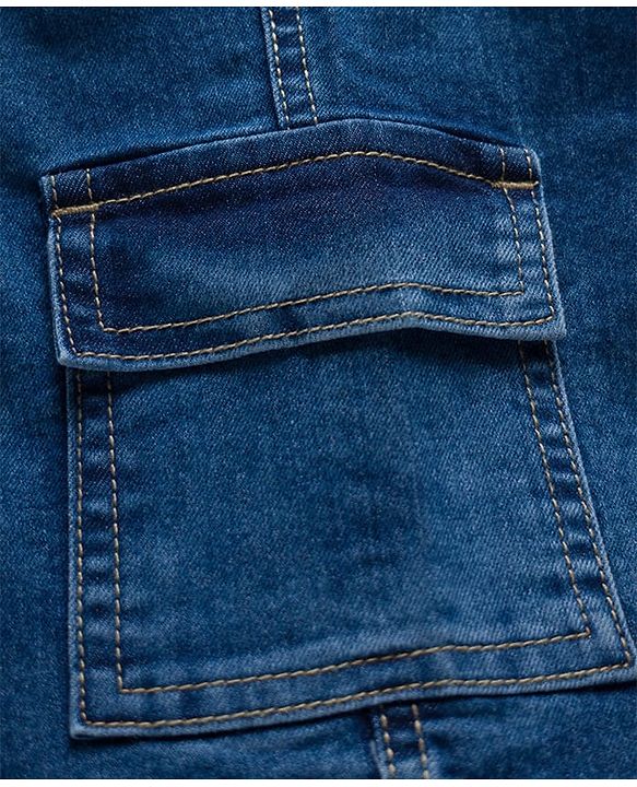 Pine Kids Denim Woven Knee Length Washed Shorts - Blue