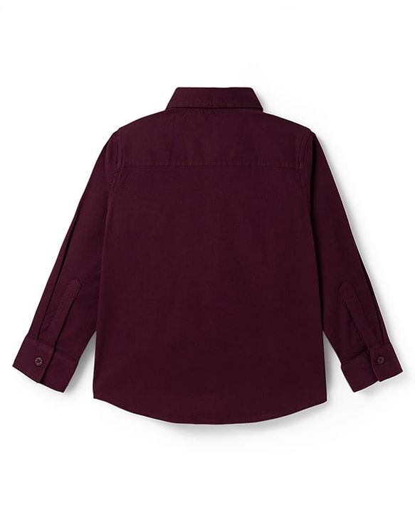 Pine Kids Cotton Woven Full Sleeves Solid Shirt - Maroon
