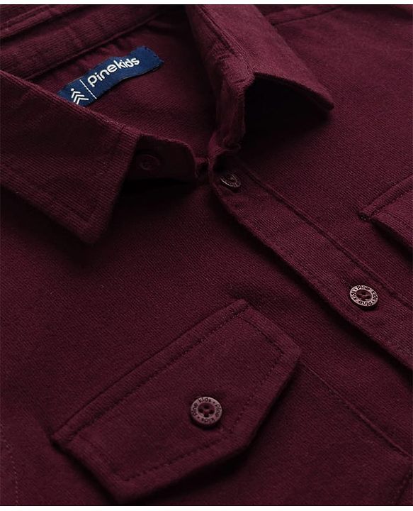 Pine Kids Cotton Woven Full Sleeves Solid Shirt - Maroon