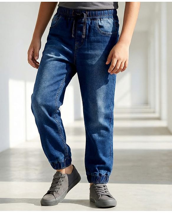 Pine Kids Denim Woven Full Length Washed Jeans - Blue