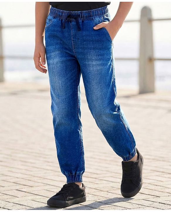 Pine Kids Denim Woven Full Length Washed Jeans - Blue