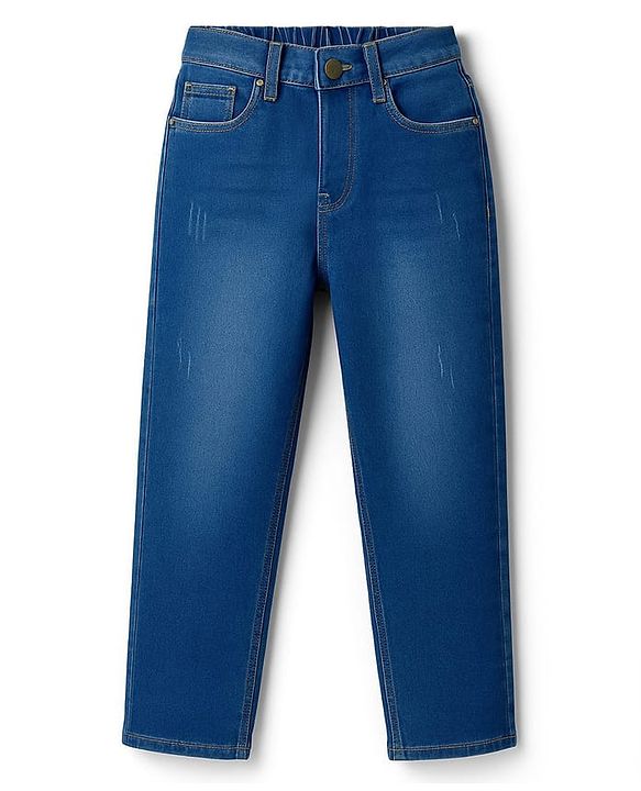 Pine Kids Denim Woven Full Length Washed Jeans - Blue