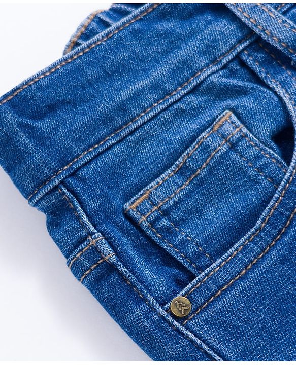 Pine Kids Denim Woven Full Length Washed Jeans - Blue