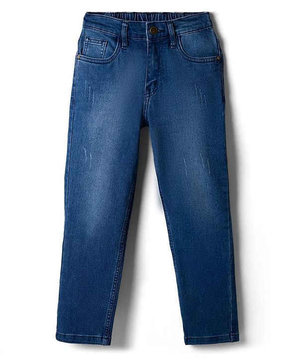 Pine Kids Denim Woven Full Length Washed Jeans - Blue