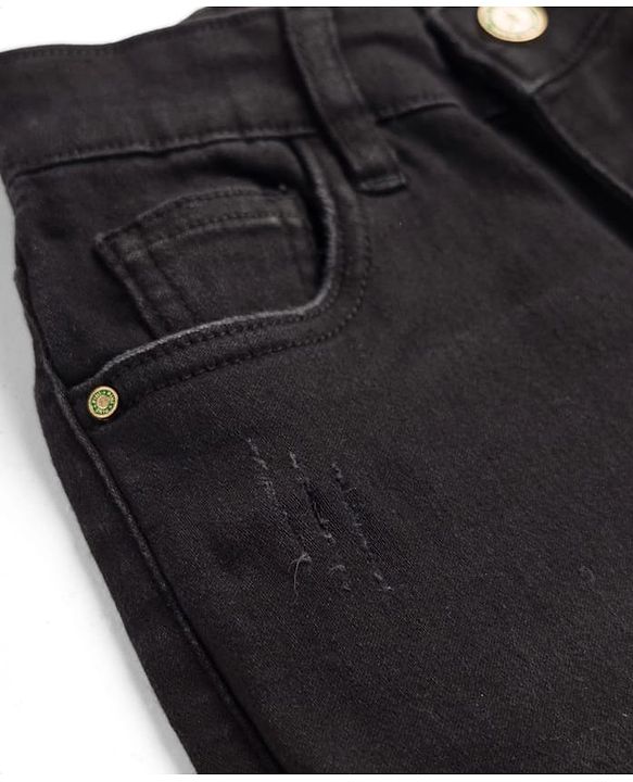 Pine Kids Denim Woven Full Length Washed Jeans - Black