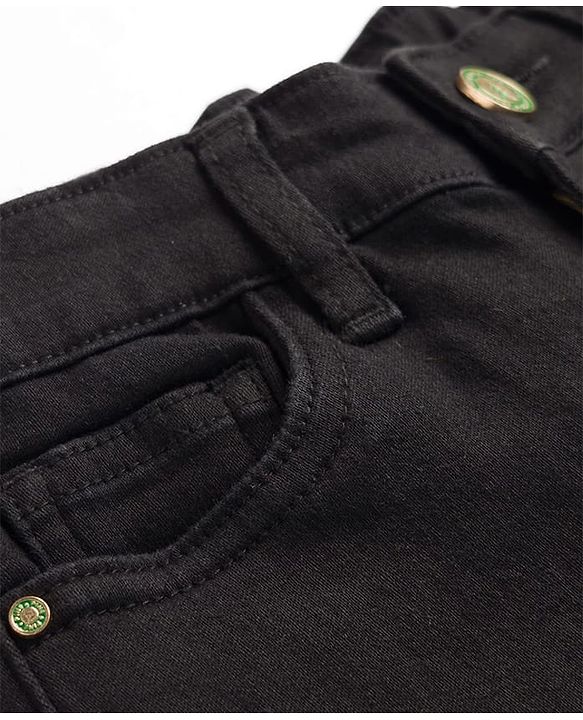 Pine Kids Denim Woven Full Length Washed Jeans - Black