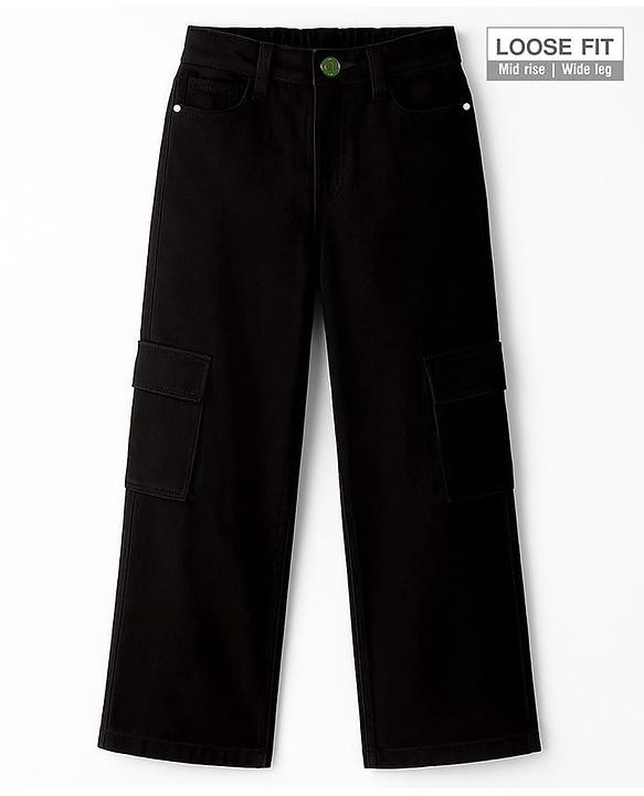 Pine Kids Denim Woven Full Length Washed Jeans - Black