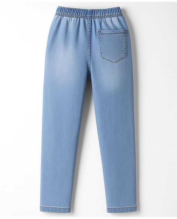 Pine Kids Denim Woven Full Length Solid Color Washed Jeans - Light Blue