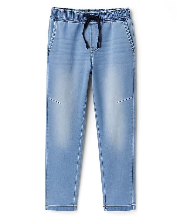 Pine Kids Denim Woven Full Length Solid Color Washed Jeans - Light Blue