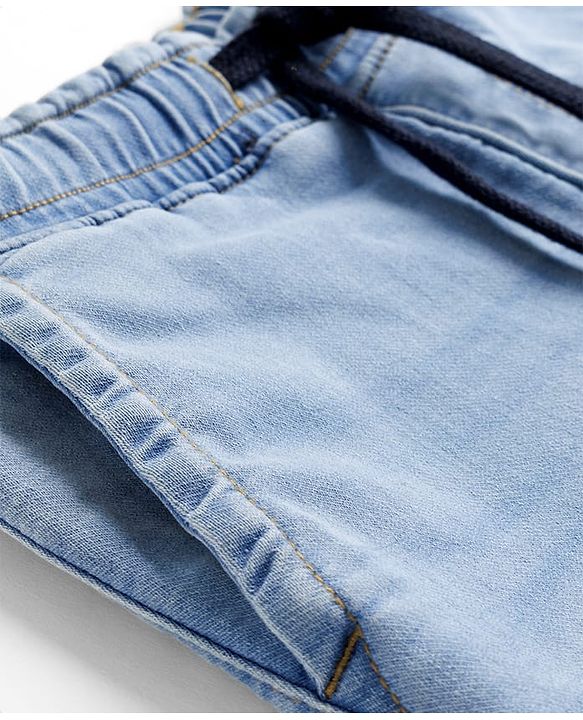 Pine Kids Denim Woven Full Length Solid Color Washed Jeans - Light Blue