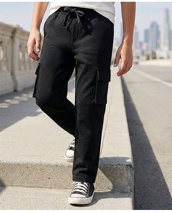 Pine Kids Denim Woven Full Length Washed Jeans - Black