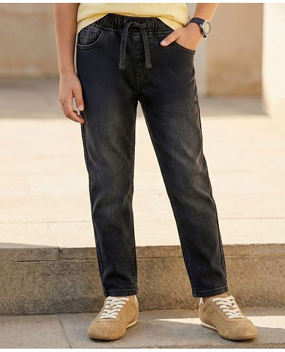 Pine Kids Denim Woven Full Length Washed Jeans - Blue
