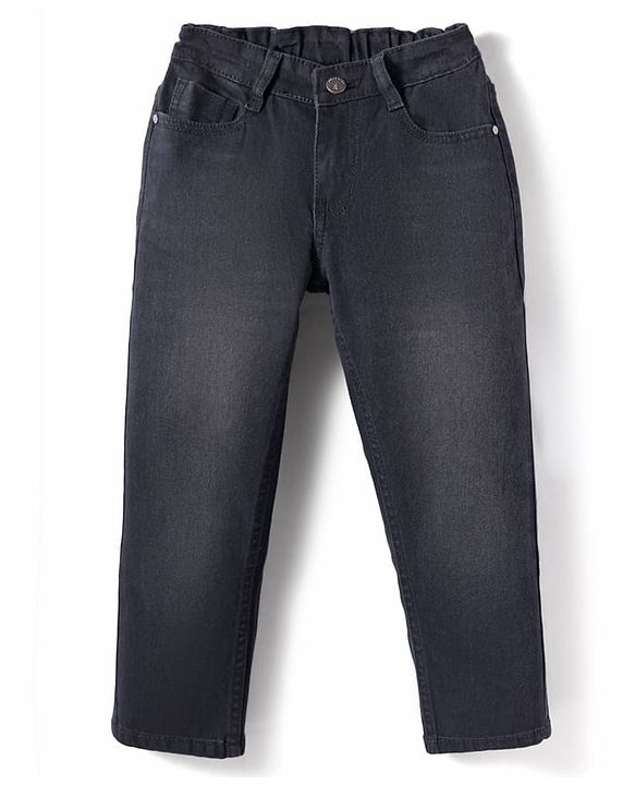 Pine Kids Woven Full Length Washed Denim Jeans - Black