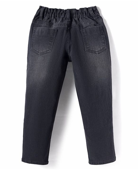 Pine Kids Woven Full Length Washed Denim Jeans - Black