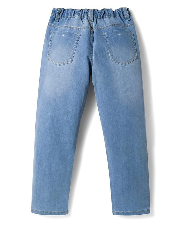 Pine Kids Denim Woven Full Length Washed Jeans -Light Blue