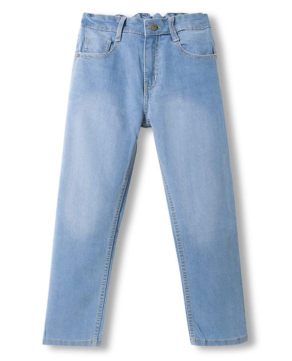 Pine Kids Denim Woven Full Length Washed Jeans -Light Blue