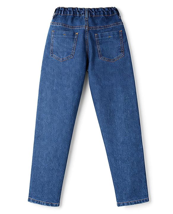 Pine Kids Woven Full Length Washed Denim Jeans - Navy Blue