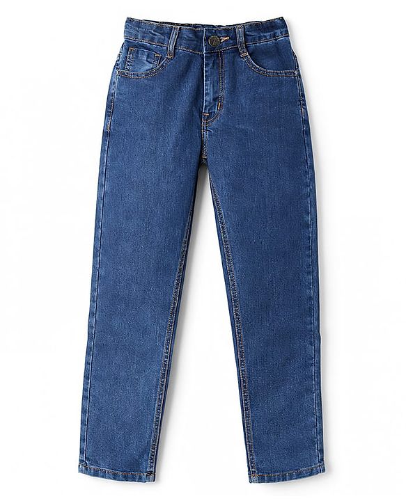 Pine Kids Woven Full Length Washed Denim Jeans - Navy Blue