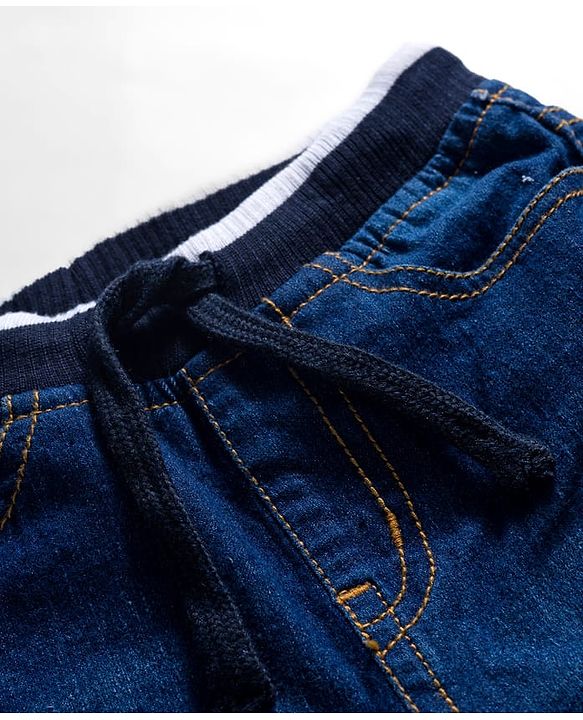 Pine Kids Denim Woven Full Length Washed Jeans  - Blue