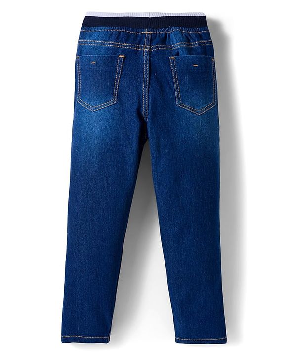 Pine Kids Denim Woven Full Length Washed Jeans  - Blue