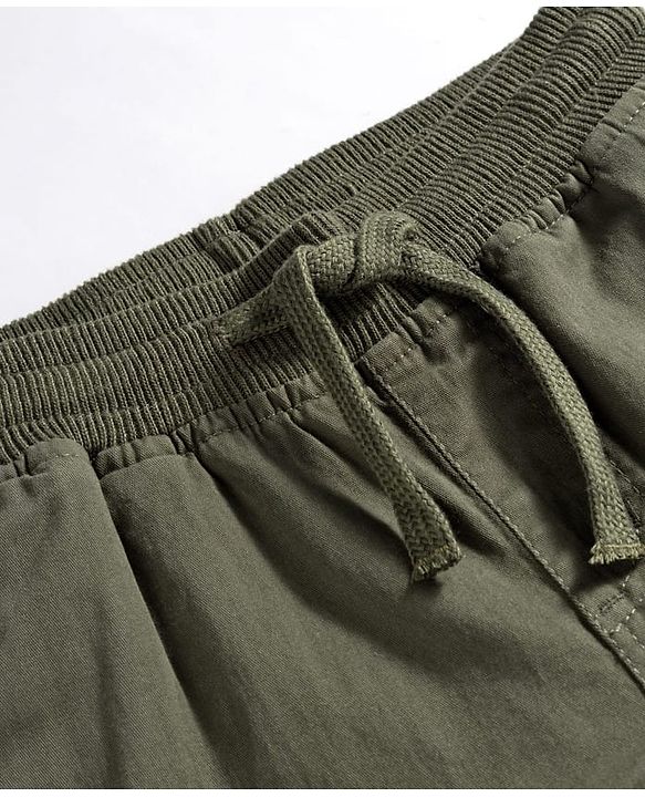 Pine Kids Cotton Elastane Woven Full Length Solid Trouser With Cargo Pockets - Olive Green