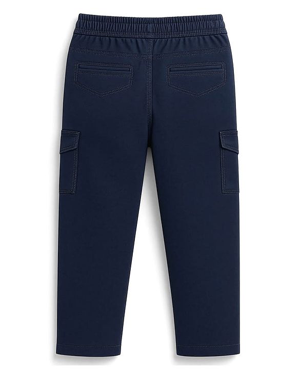 Pine Kids Cotton Elastane Woven Full Length Trouser Pant - Navy Blue