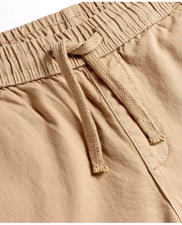 Pine Kids Cotton Elastane Woven Full Length Solid Color Trouser - Beige